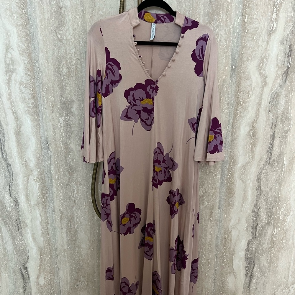 Rachel Pally Dusty Rose Floral Caftan Midi Dress